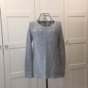 Heather gray eyelet sweater